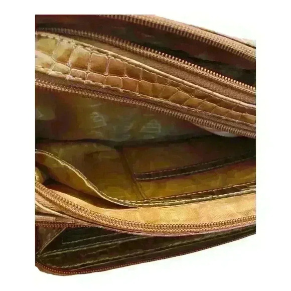 Kathy Van Zeeland Brown Croc Embossed Crossbody Bag Women's Handbag - Picture 7 of 8